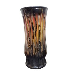 Corey Hamilton 1 of 1 Vase Black Gold Amber Glaze Dripping Art Pottery 8.5 inch